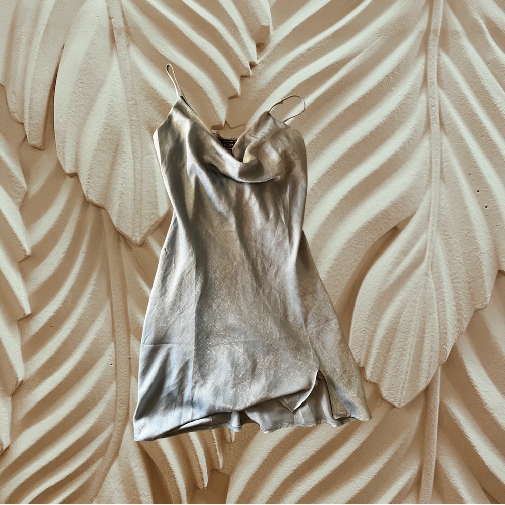 vintage blue silk/satin dress